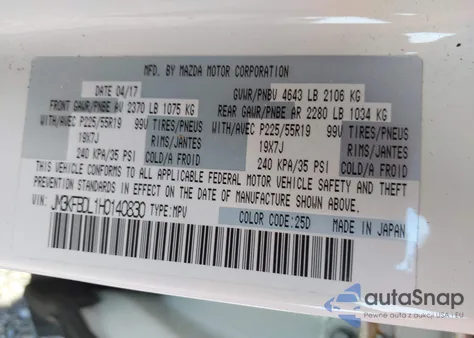 2017 Mazda Cx-5 Grand Touring z USA, uszkodzony, nr VIN JM3KFBDL1H0140830